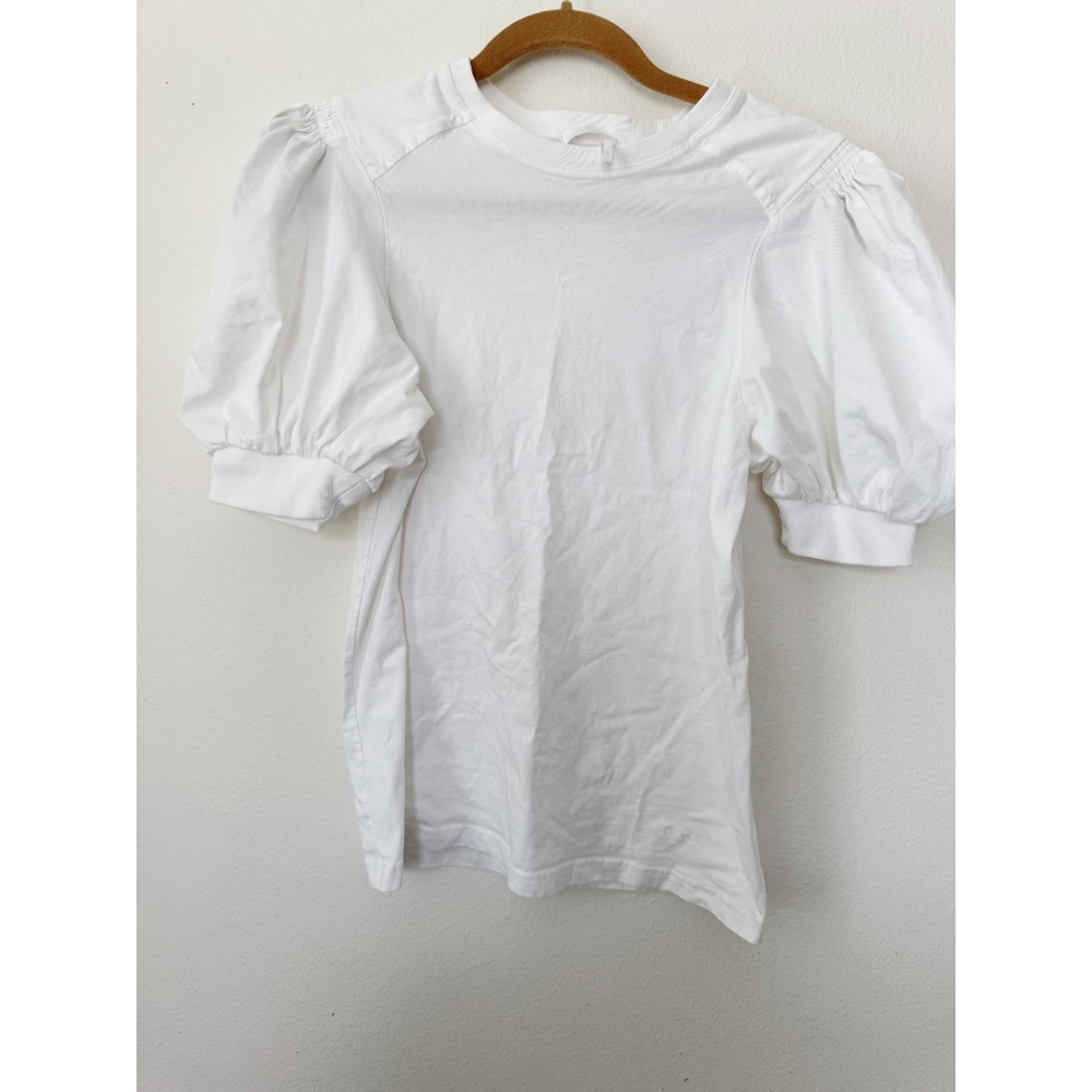 Chloe White Puff Sleeve Short Sleeve Tee